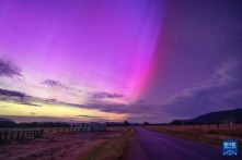 新西兰南岛出现极光景观