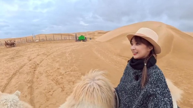 台湾青年与骆驼亲密接触  骑上“沙漠之舟”游览沙海_fororder_截图录屏_选择区域_20251218111915