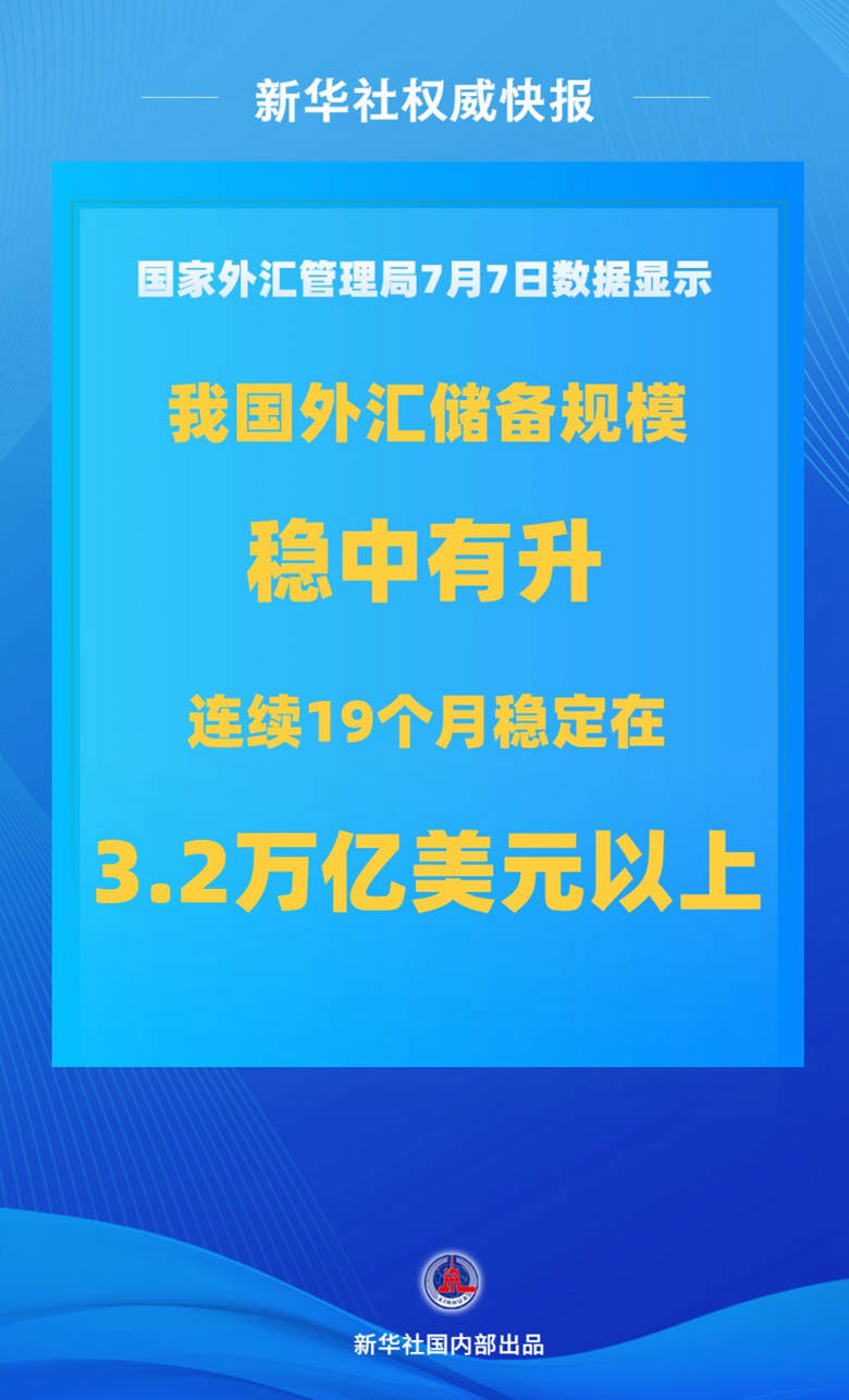 中国外汇储备规模上半年保持稳中有升