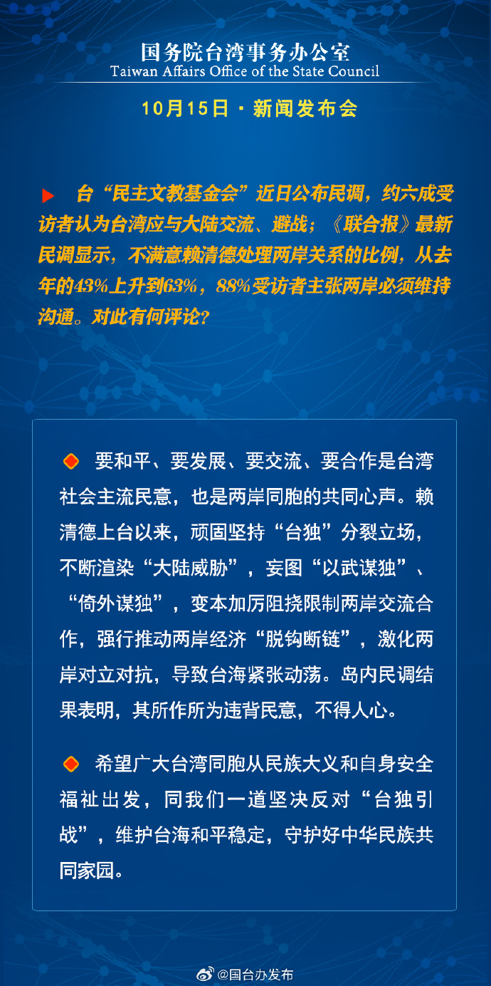国务院台湾事务办公室10月15日·新闻发布会_fororder_a1