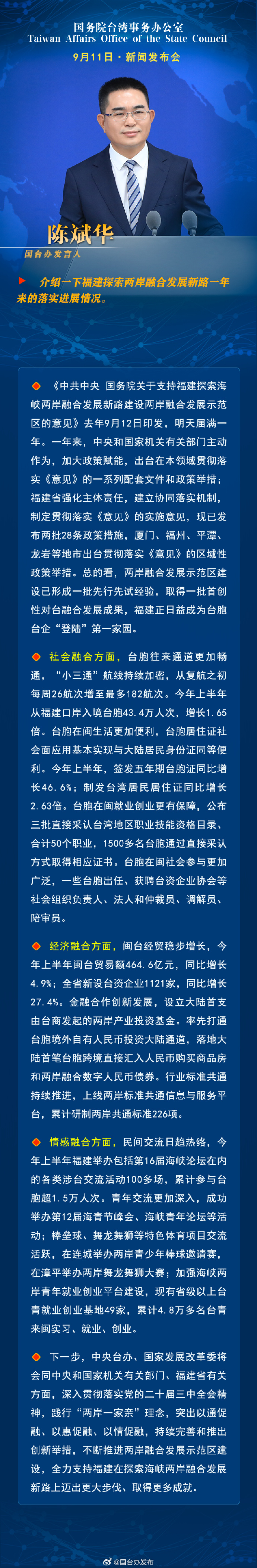 国务院台湾事务办公室9月11日·新闻发布会