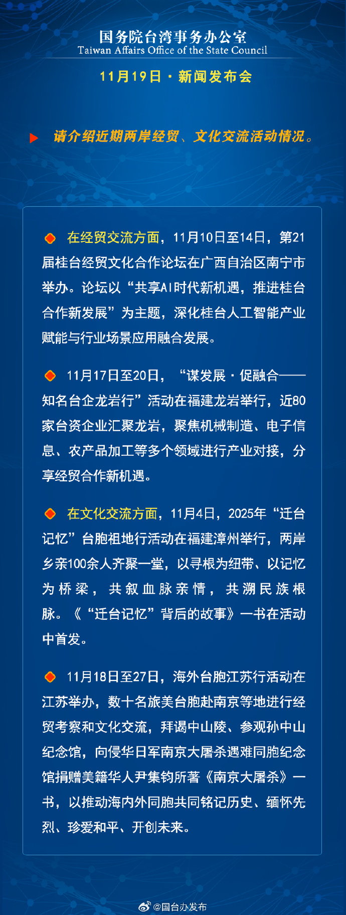 国务院台湾事务办公室11月19日·新闻发布会_fororder_b8
