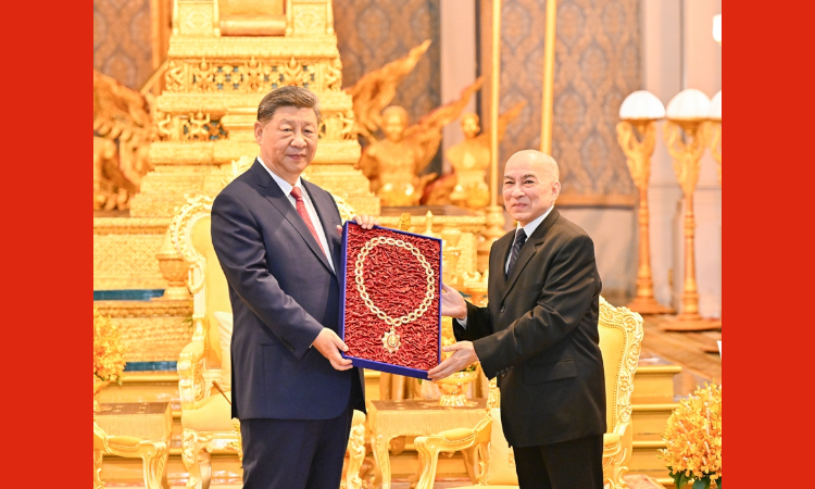 习近平会见柬埔寨国王西哈莫尼