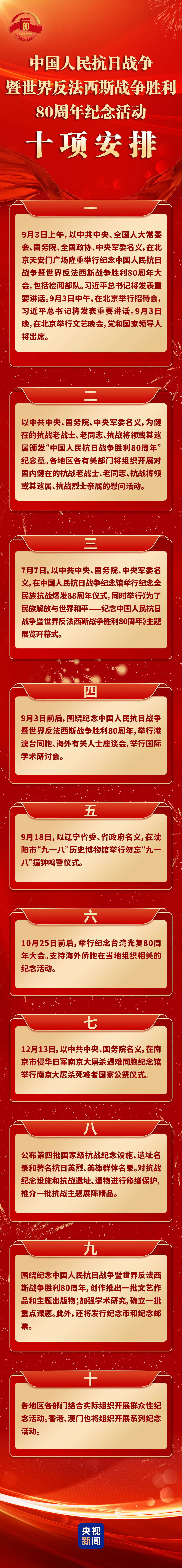 抗战胜利80周年纪念活动 十项安排汇总→