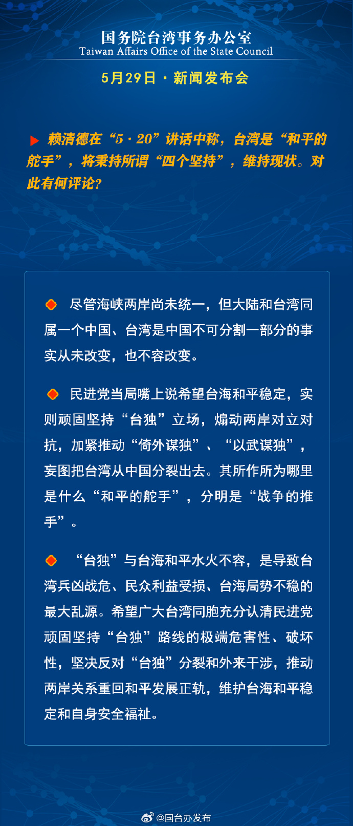 国务院台湾事务办公室5月29日·新闻发布会