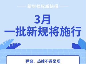 3月，一批新规将施行