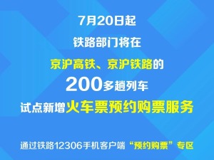 7月20日上线！铁路部门试点提前60天预约购票服务