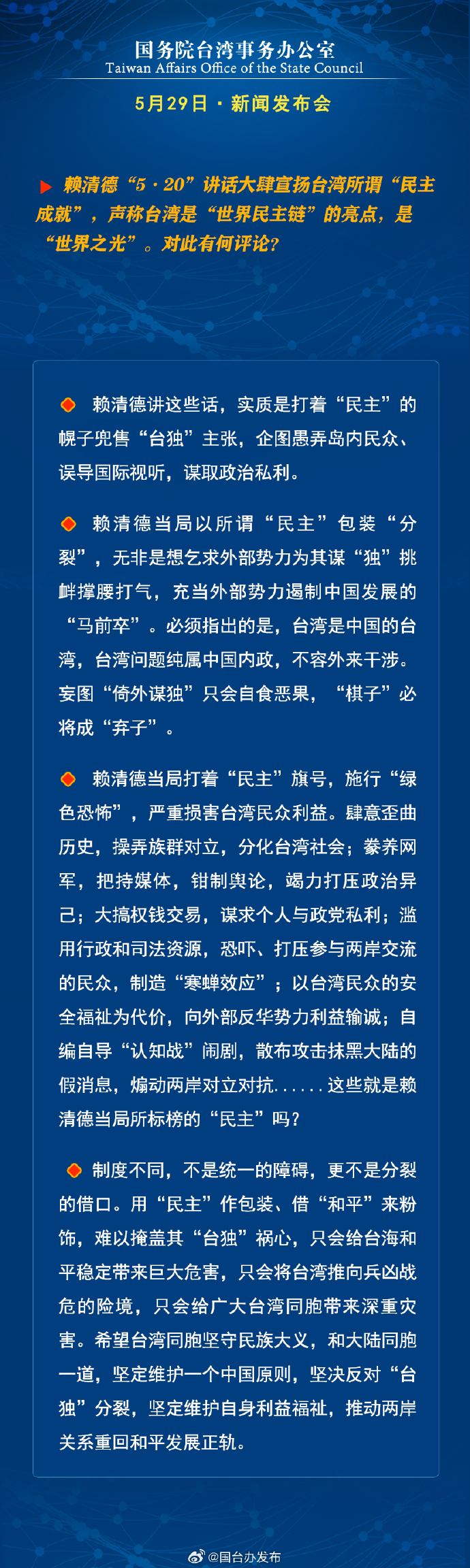 国务院台湾事务办公室5月29日·新闻发布会