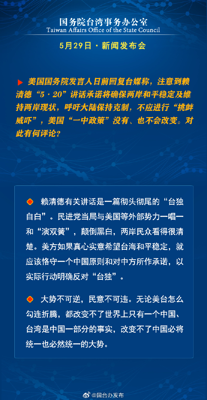 国务院台湾事务办公室5月29日·新闻发布会