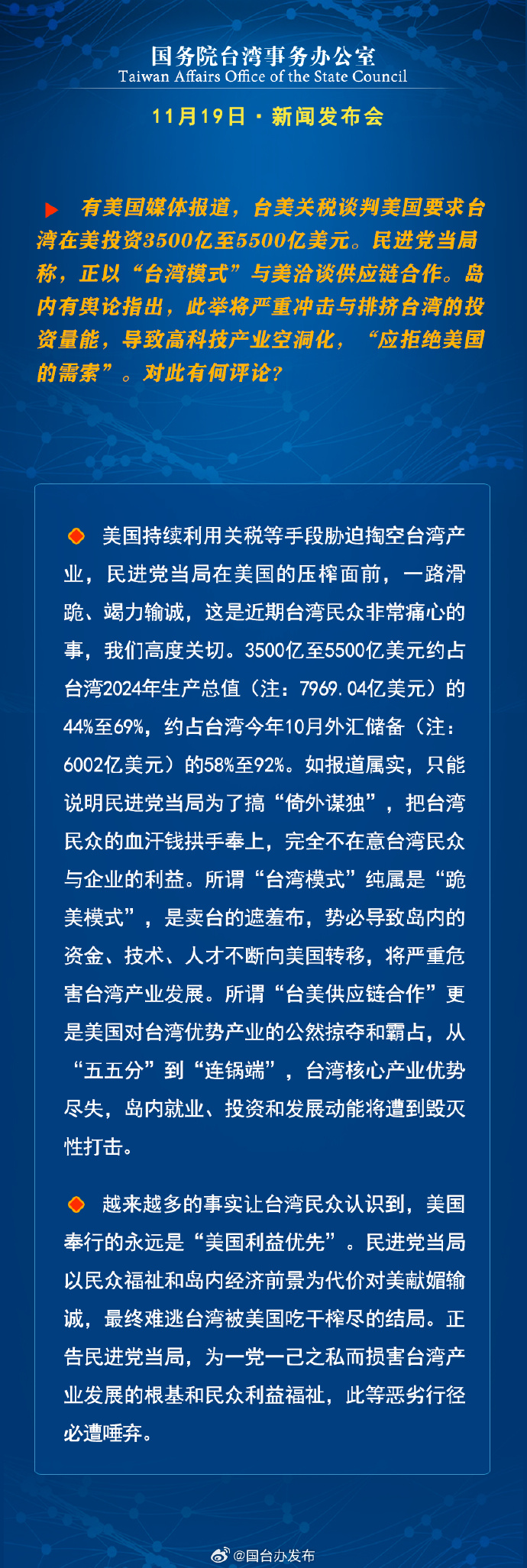 国务院台湾事务办公室11月19日·新闻发布会_fororder_b6