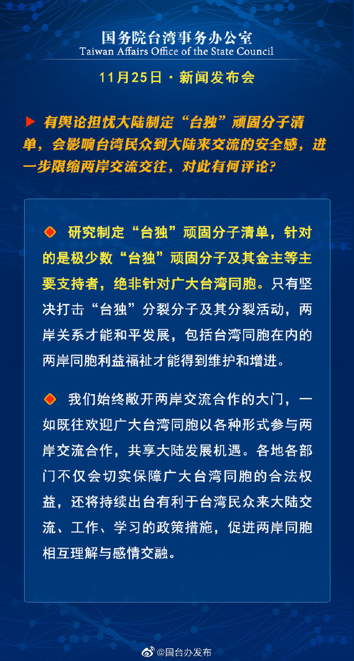 国务院台湾事务办公室11月25日·新闻发布会