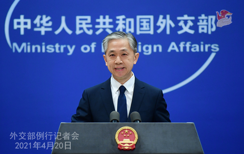 图片默认标题_fororder_外交部发言人汪文斌19日在谈到美日领导人会晤并发表联合声明中的涉华内容时表示，美日不代表国际社会。（图片来源：外交部官网）
