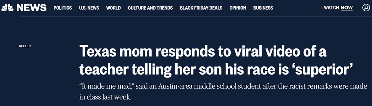 【世界说】美国中学教师课上大谈“种族优越感”被解雇 学生和家长高呼：大快人心！