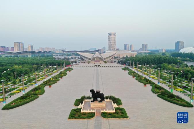 滄州獅城公園（5月16日攝，無人機照片）。