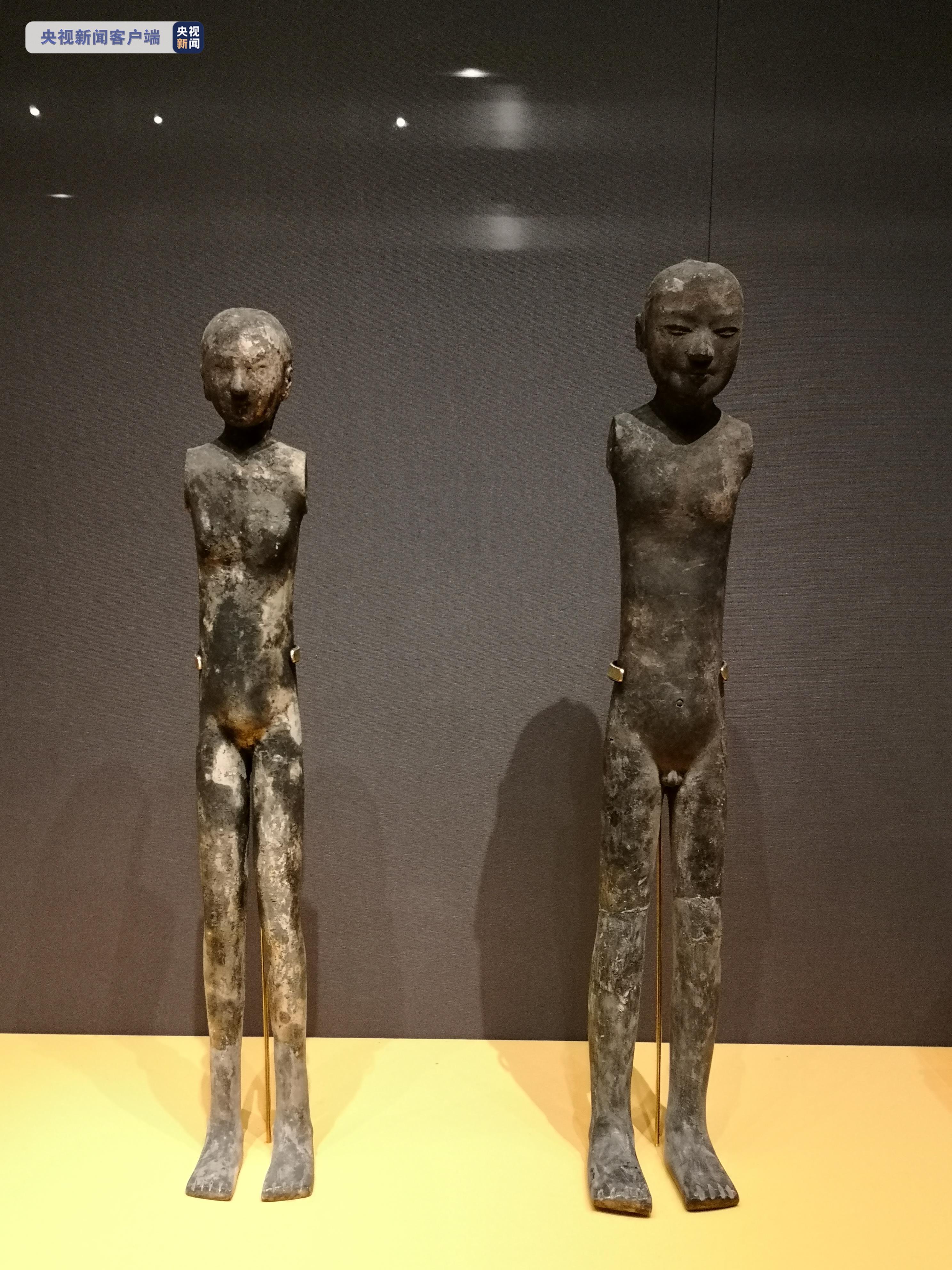 西汉黑陶俑在西安展出 曾首次让江村大墓出现在中国考古学家面前