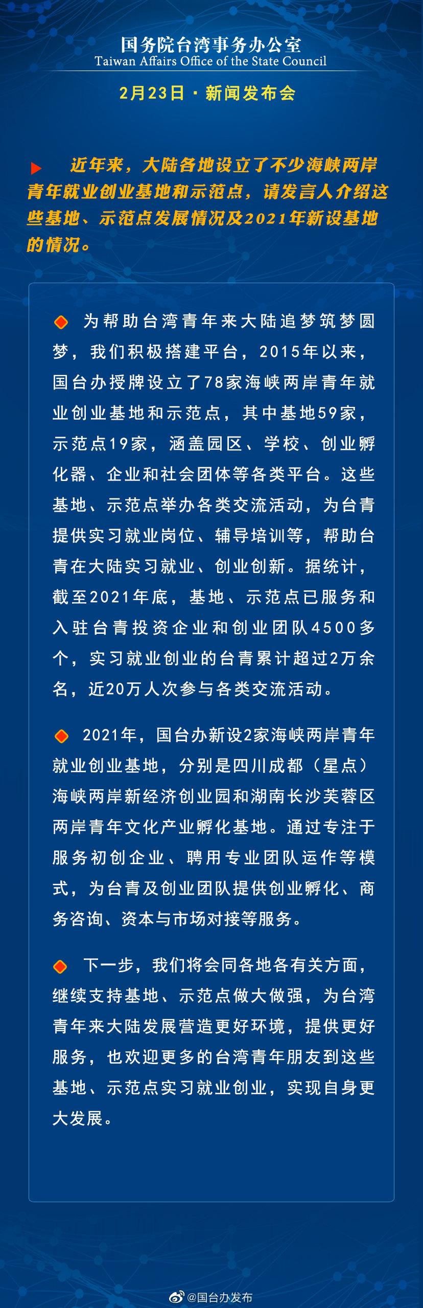 国务院台湾事务办公室2月23日·新闻发布会 国务院台湾事务办公室2月23日·新闻发布会